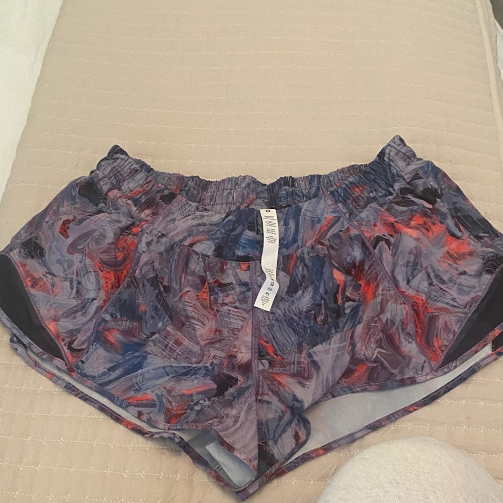lululemon athletica Abstract Blue and Red Athletic Shorts